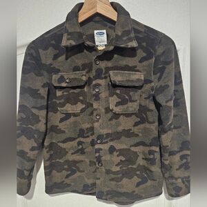 Army Camo Green Boys Old Navy Button Down Fleece Jacket/ Shirt Size Medium 8